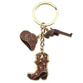 Brown-Led Western Cowboy Hat Boot and Pistol Keychain Pair view 5