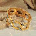 Geometric Hammered Open Link Bangle With Crystal Accents view 4