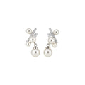 Pink Crystal Heart Studs and White Faux Pearl Drop Earrings view 5
