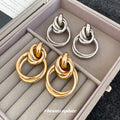 Silver Tone Knotted Multi Hoop Earrings with Smooth Loops view 3