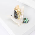 Shell Effect Flying Bird Brooch With Iridescent Perch view 3