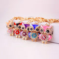 Rhinestone Owl Keychain With Split Ring And Lobster Clasp, 7 Styles view 9