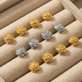 Rose Flower Stud Earrings Stainless Steel Gold Silver view 2