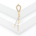 Crystal Zipper Pull Brooch With Twin Tassels in Two Finishes view 4