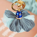 Layered Fabric Flower Keychains with Braided Loops in Ten Color Options view 11