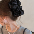 White Polka Dot Fabric Hair Claw Clip Large Scrunchie Style view 4