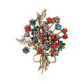 Rhinestone Flower Bouquet Brooch Silver Gold Multicolor view 1