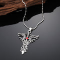 Antique Silver Tone Ornate Cross Ball Chain Pendant Necklaces view 6