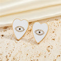 Gold Tone Crystal Eye Enamel Heart Stud Earrings in Four Colors view 3