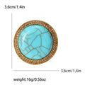 Round Crackle Stone Brooch With A Round Veined Cabochon Bordered By Small Amber Crystals view 7