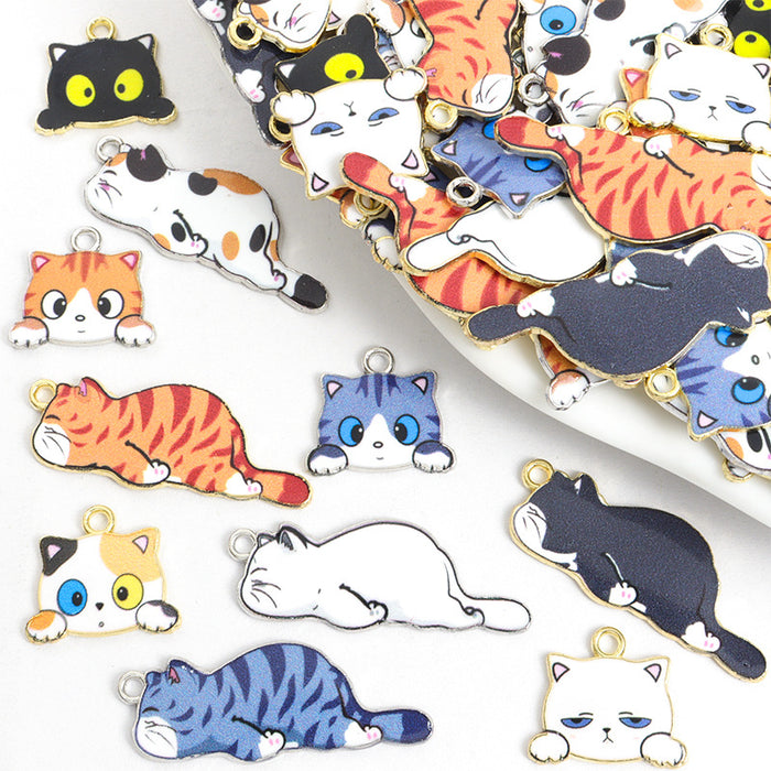 Sleeping Cat Enamel Charms in Ten Coat Patterns and Two Tones