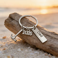 Silver Dad Hammer Ruler Multi Charm Metal Keychain Ring view 3