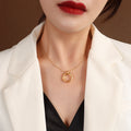 Twisted Cross Circle Ring Pendant Necklace In Gold Or Steel view 6