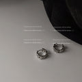 Silver Tone Twisted Texture Round Huggie Hoop Earrings view 2