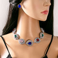 Silver Teardrop Crystal Necklace Earring Sets Four Colors view 9