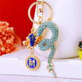 Jeweled Spirit Dragon Keychains with Fortune and Loose Heart Loop Options view 12
