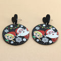 Black Heart Stud Christmas Printed Round Acrylic Drop Earrings view 2