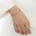 Thick Open Oval Link Chain Bracelet Gold Steel Tone view 3