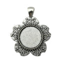Petal Flower Round Cabochon Pendant Tray in Antique Bronze view 3