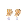 Gold and Silver Nautilus Shell Pearl Look Drop Earrings view 5
