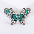Silver Tone Crystal Butterfly Brooch Blue Green Burgundy view 7