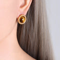 Gold Steel Round Rope Frame Red Turquoise Tiger Eye Necklace Studs view 4
