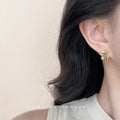 Flying Bird Stud Earrings Aqua Oval Stone Gold Silver Finishes view 2