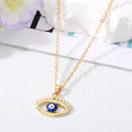 Gold Tone Colorful Lash and Teardrop Evil Eye Pendant Necklaces view 6