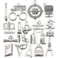 Antique Silver Graduation Theme and Graduation Cap Metal Charms with 27 Listed Options view 1