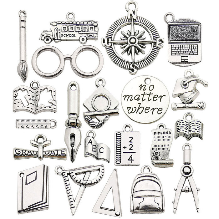 Antique Silver Graduation Theme and Graduation Cap Metal Charms with 27 Listed Options