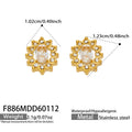Gold Stainless Halo Zircon Pendant Necklaces And Studs view 6