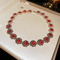 Flower Crystal Link Necklace and Bracelet Three Color Variants view 7