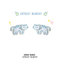 Silver Blue Outline Cartoon Cat Stud Earrings Pair view 1