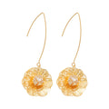 Crystal Flower Drop Threader Earrings in Gold and Silver Tones view 5