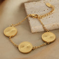 Round Sunburst Disc Chain Bracelets Gold Or Steel Tone view 3