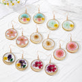 Pressed Flower Resin Round Earrings Gold Crescent 7 Styles view 1