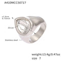 Chunky Teardrop Zircon Signet Rings Gold Steel Pink Clear view 6