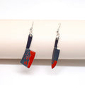 Gold and Silver Tone Blood Splatter Knife Hook Earrings view 2