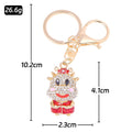 Rhinestone Wealth God Ox Keychain Gold Metal Red Robe Charm view 2