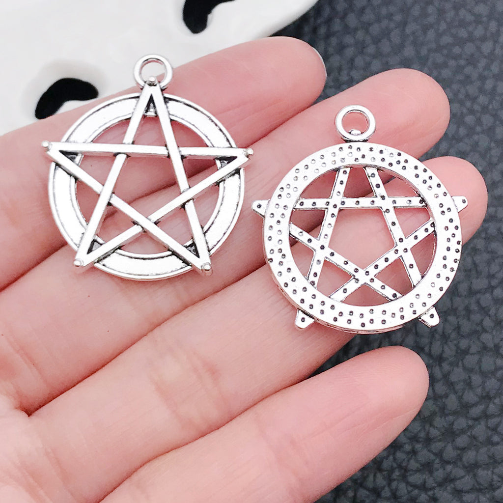 Vintage Zinc Alloy Tarot Card Pentagram Star Charm Pendant for DIY Necklace Bracelet