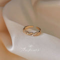 Gold Tone Clear Stone Twisted Infinity Adjustable Open Ring view 2