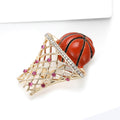 Basketball Hoop Brooch With Faceted Crystals And Polished Metal Details view 3