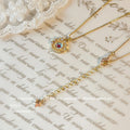 Gold Tone Multicolor Stone Ornate Wreath Pendant Chain Necklace view 4