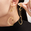 Gold Open Heart Link Necklace Bracelet Drop Earrings view 3