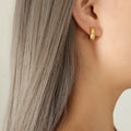 Moon Star Eye Motif Huggie Hoop Earrings Gold Steel view 4