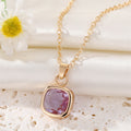 Gold Tone Square Faceted Crystal Pendant Necklaces in Eight Colors view 2