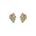 Gold Tone Mint Green Crystal Grape Cluster Stud Earrings view 5