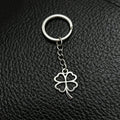 Silver Four Leaf Clover Charm Metal Split Ring Keychain view 2