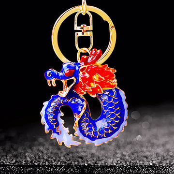 Enamel Coiled Chinese Dragon Keychains in Four Colors plus Assorted