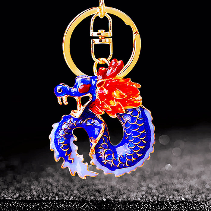 Enamel Coiled Chinese Dragon Keychains in Four Colors plus Assorted